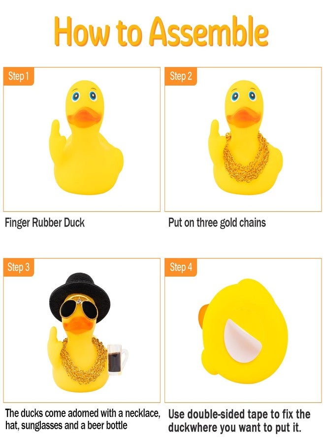 wonuu Rubber Duck Car Ornament Funny Office Gifts Cool Car Accessories Decorations Quirky Decor, Little Finger Beer - Image 2